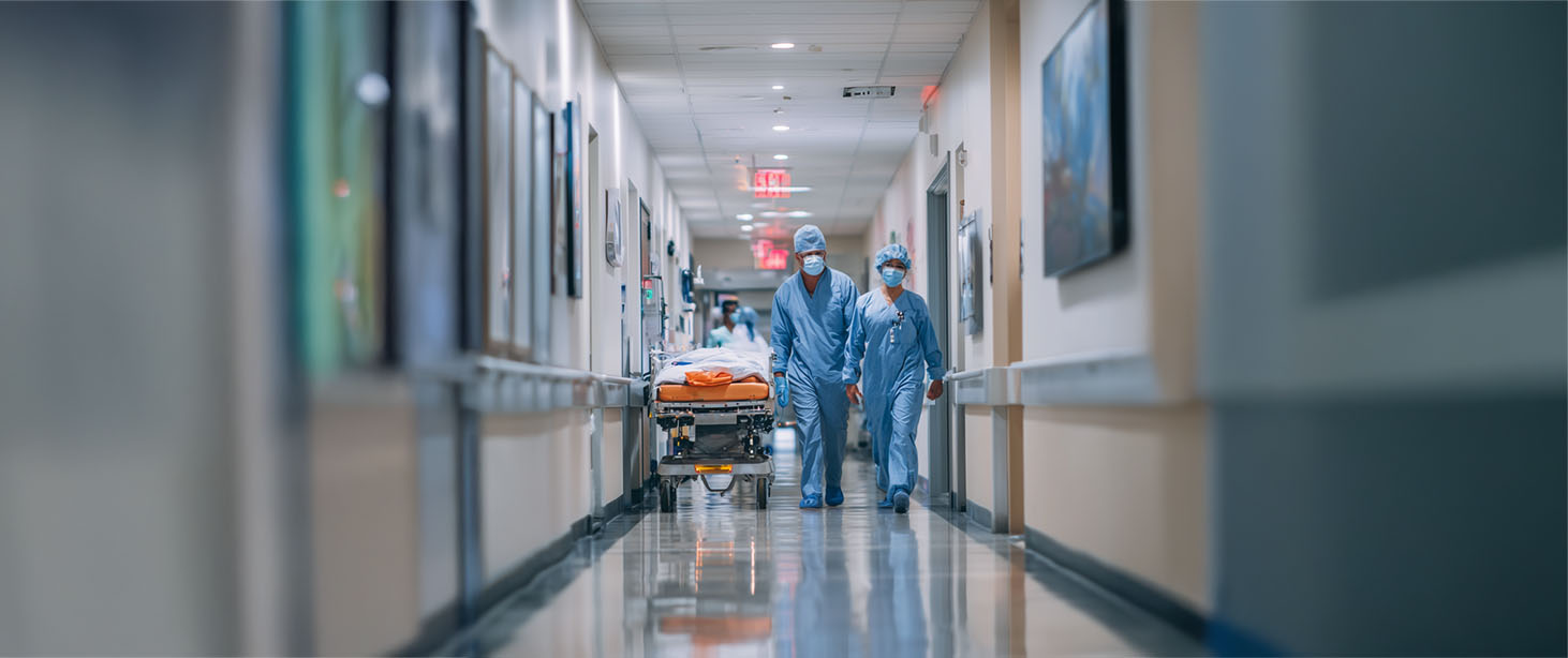 Medicos do sistema de saude dos EUA em hospital