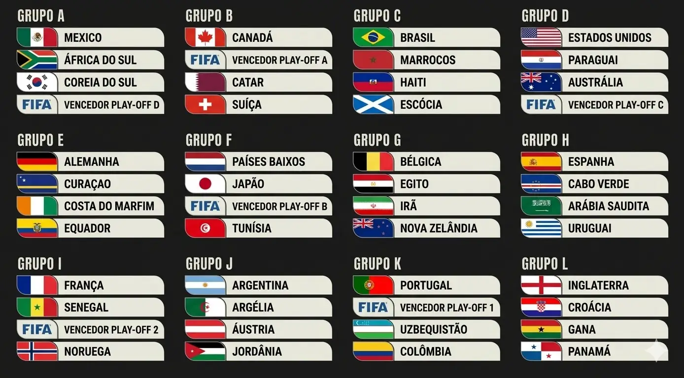Tabela de grupos da Copa do Mundo 2026